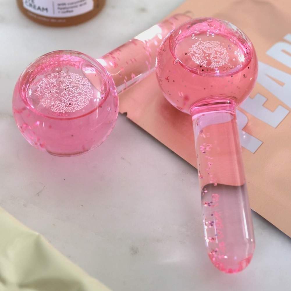 Cryo Glam Ice Globes with Pink Glitter
